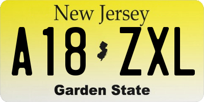 NJ license plate A18ZXL