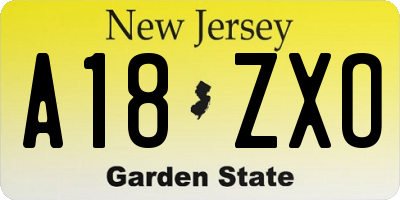 NJ license plate A18ZXO