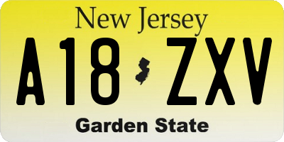 NJ license plate A18ZXV