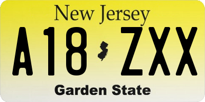 NJ license plate A18ZXX