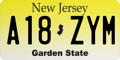 NJ license plate A18ZYM