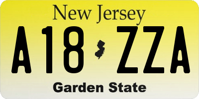 NJ license plate A18ZZA