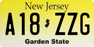 NJ license plate A18ZZG