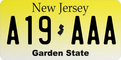 NJ license plate A19AAA
