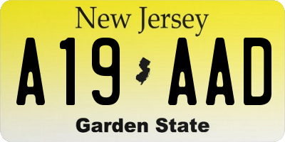NJ license plate A19AAD