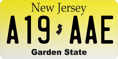 NJ license plate A19AAE