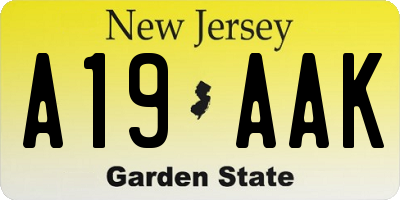 NJ license plate A19AAK