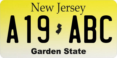 NJ license plate A19ABC