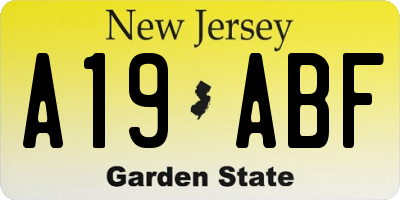 NJ license plate A19ABF