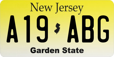 NJ license plate A19ABG