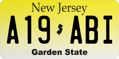 NJ license plate A19ABI