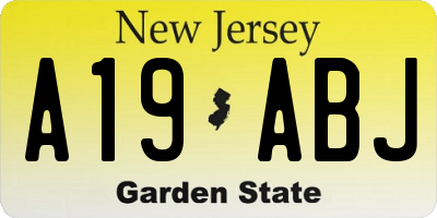 NJ license plate A19ABJ