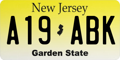 NJ license plate A19ABK