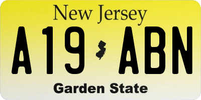 NJ license plate A19ABN