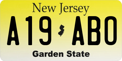 NJ license plate A19ABO
