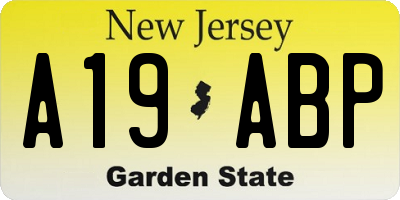 NJ license plate A19ABP