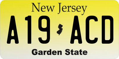 NJ license plate A19ACD