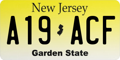 NJ license plate A19ACF