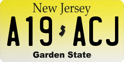 NJ license plate A19ACJ