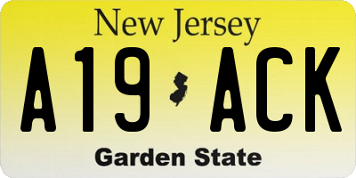 NJ license plate A19ACK
