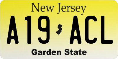 NJ license plate A19ACL