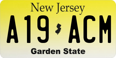 NJ license plate A19ACM