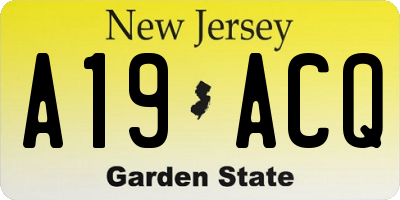 NJ license plate A19ACQ