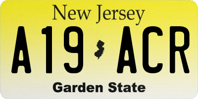 NJ license plate A19ACR