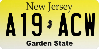 NJ license plate A19ACW