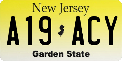NJ license plate A19ACY