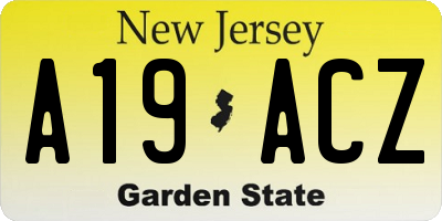NJ license plate A19ACZ