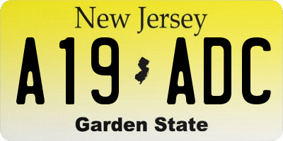 NJ license plate A19ADC