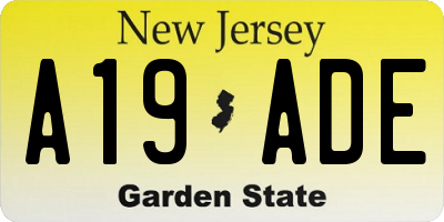 NJ license plate A19ADE