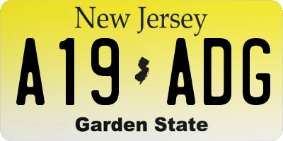 NJ license plate A19ADG