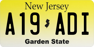 NJ license plate A19ADI
