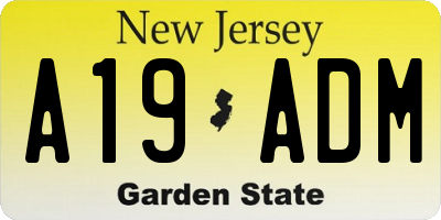 NJ license plate A19ADM