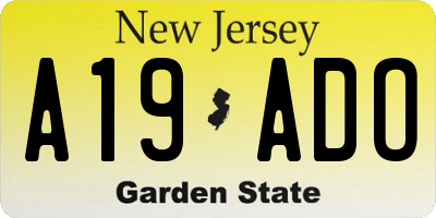 NJ license plate A19ADO