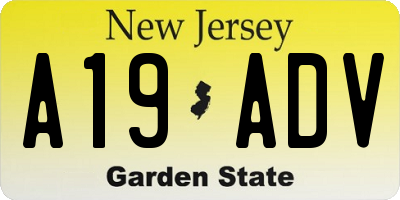 NJ license plate A19ADV