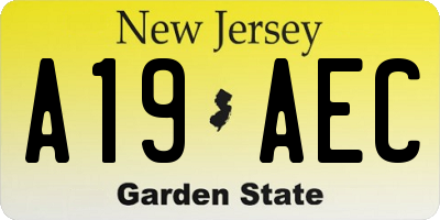 NJ license plate A19AEC