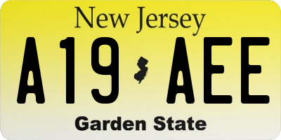 NJ license plate A19AEE