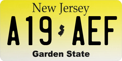 NJ license plate A19AEF