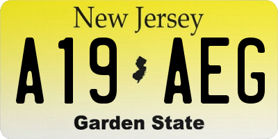 NJ license plate A19AEG