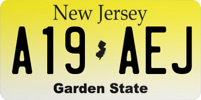 NJ license plate A19AEJ