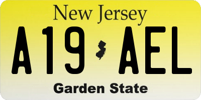NJ license plate A19AEL