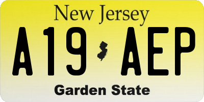 NJ license plate A19AEP