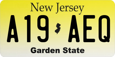 NJ license plate A19AEQ