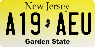 NJ license plate A19AEU