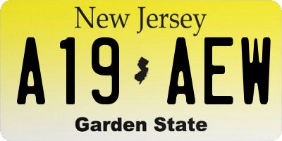 NJ license plate A19AEW