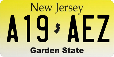 NJ license plate A19AEZ