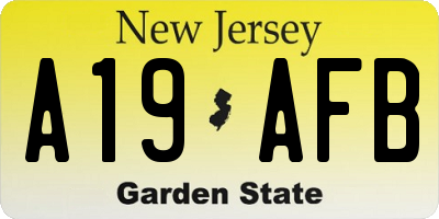 NJ license plate A19AFB